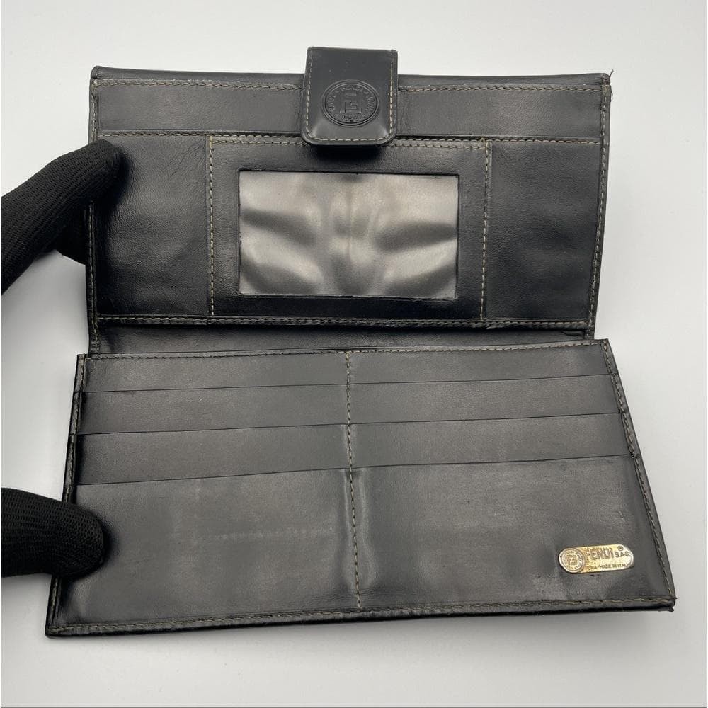 FENDI Pecan Pattern Stripe Folded Long Wallet Old