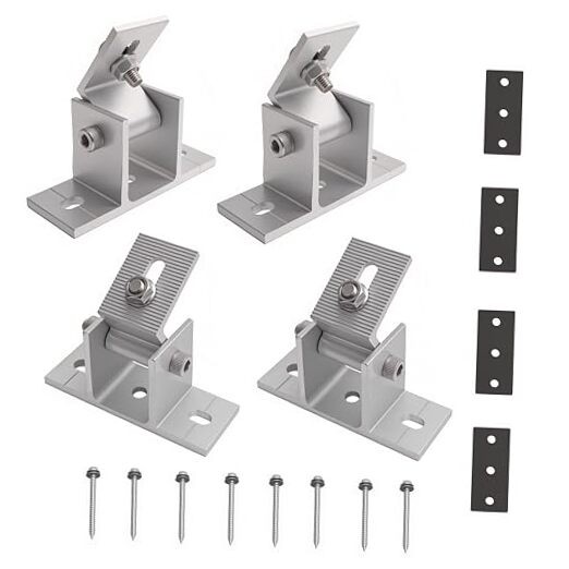 4 Pack Adjustable Solar Panel Tilt Mount Bracket Base, Tilt Angle 10°-60° Flat