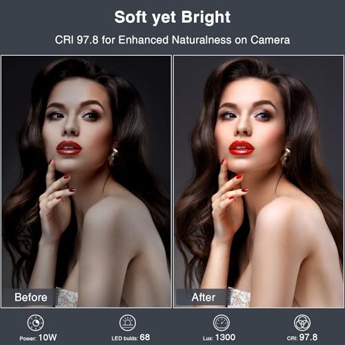 Zoom Lighting for Computer, Adjustable Desk Lighting for Video Black-1 pack