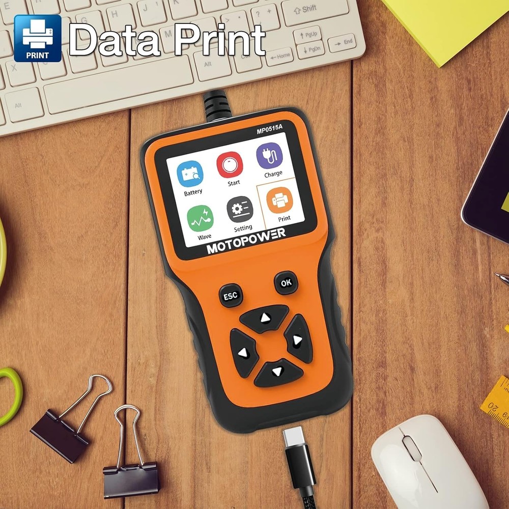 12V Automotive Battery Tester - 100-2000 CCA with LCD Screen & Language Support