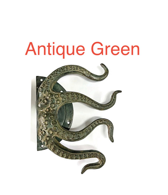 2 RUSTIC heavy Brass Stunning Large Octopus Solid Door Handle grab PULLS aged