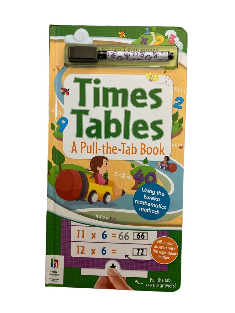 4 Kid Learning Book Math,reading Phonics Times Table Pull The Tab & Wipe Clean