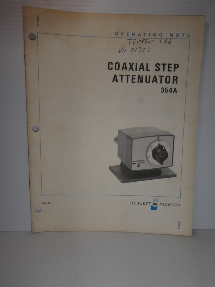 HP Coaxial Step Attenuator 354A Operating Note