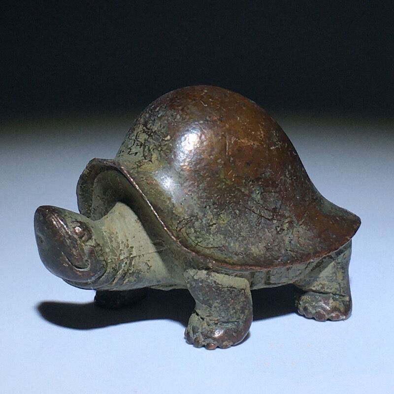 Old Chinese Handmade Solid Red Copper Longevity Turtle Tea Pet Statue