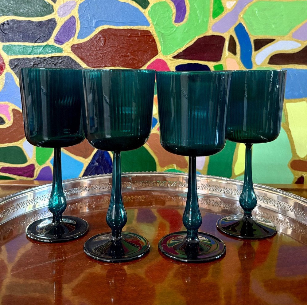 4 Glass Kiddush Cup or Goblets by R+D Lab: Antwerp Blue
