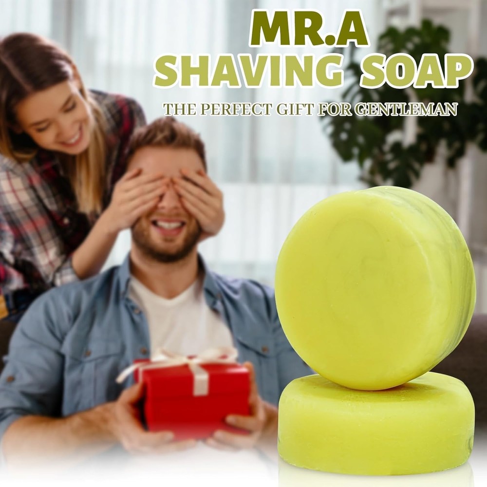3Pack Shaving Soap for Men, Shaving Soaps Puck for Sensitive Skin, Unscented Sha