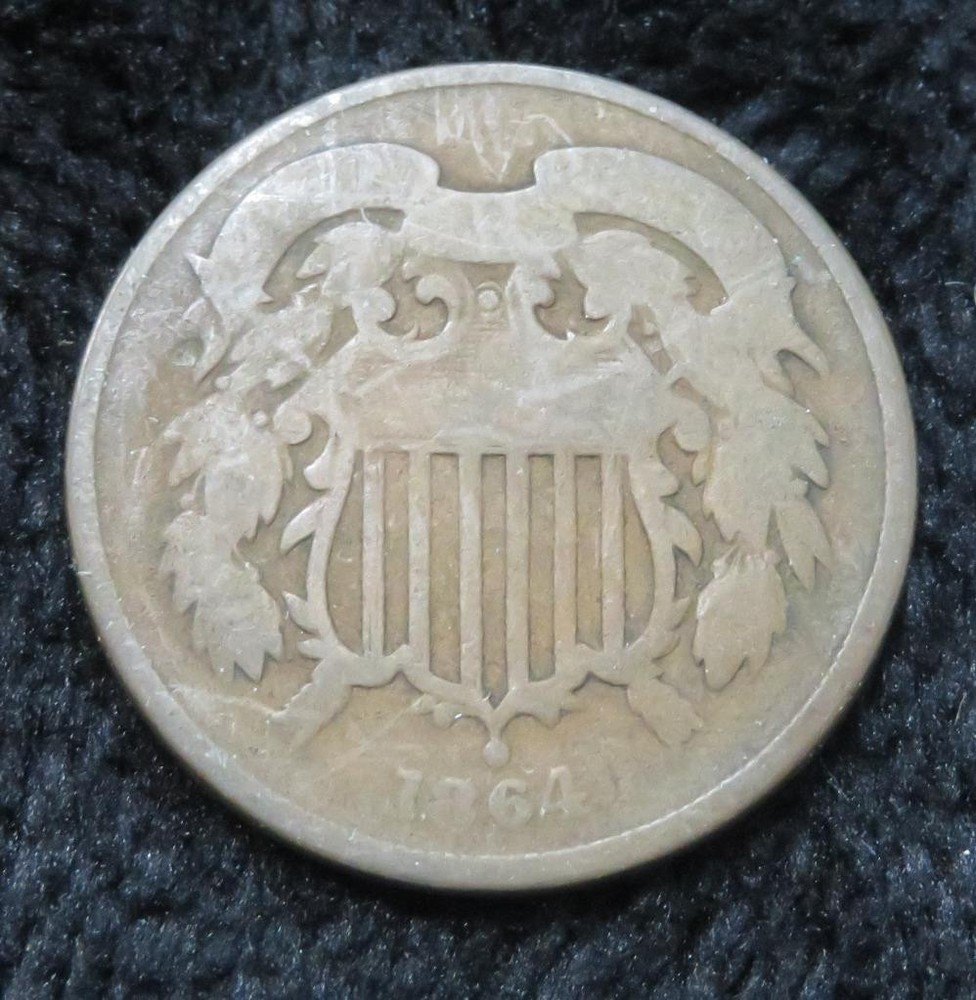 1864 Two Cent Piece * Rotated Die * Neat * 5955