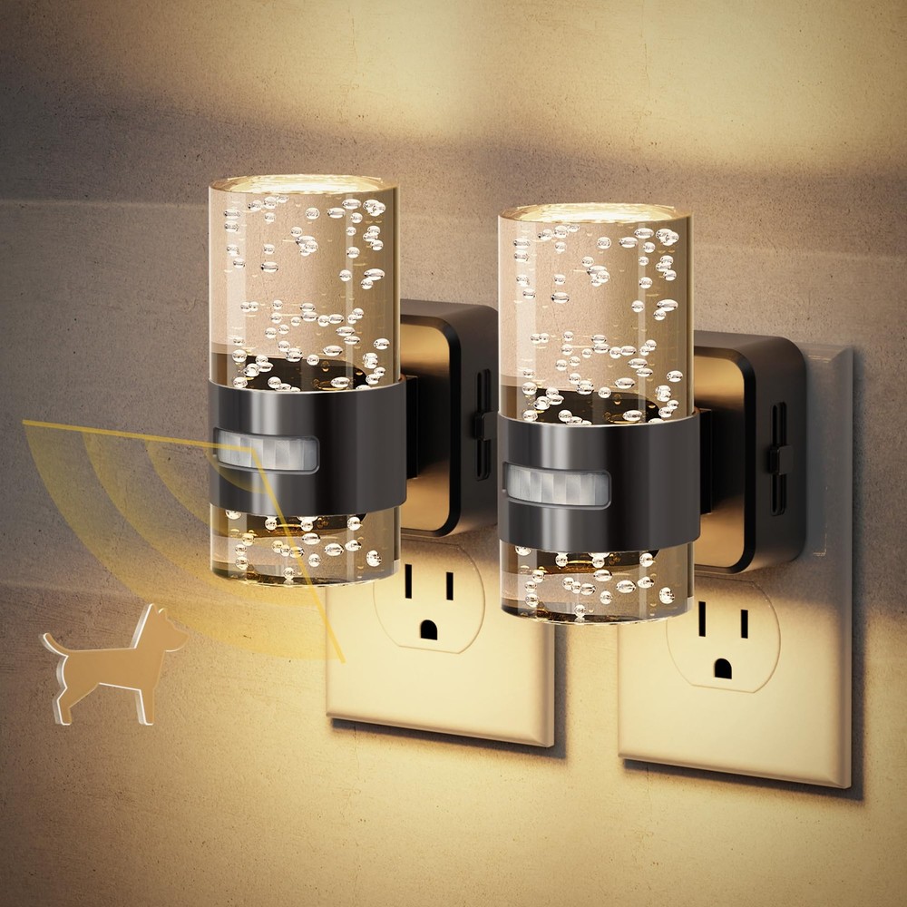 JandCase Motion Sensor Night Light, Night Lights Plug Into Wall, 2 Pack 3000k LE