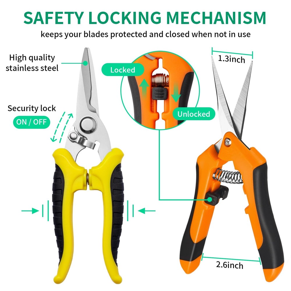 Drametic+ 3 Pack Garden Pruning Shears Multicolor Gardening Scissors Set