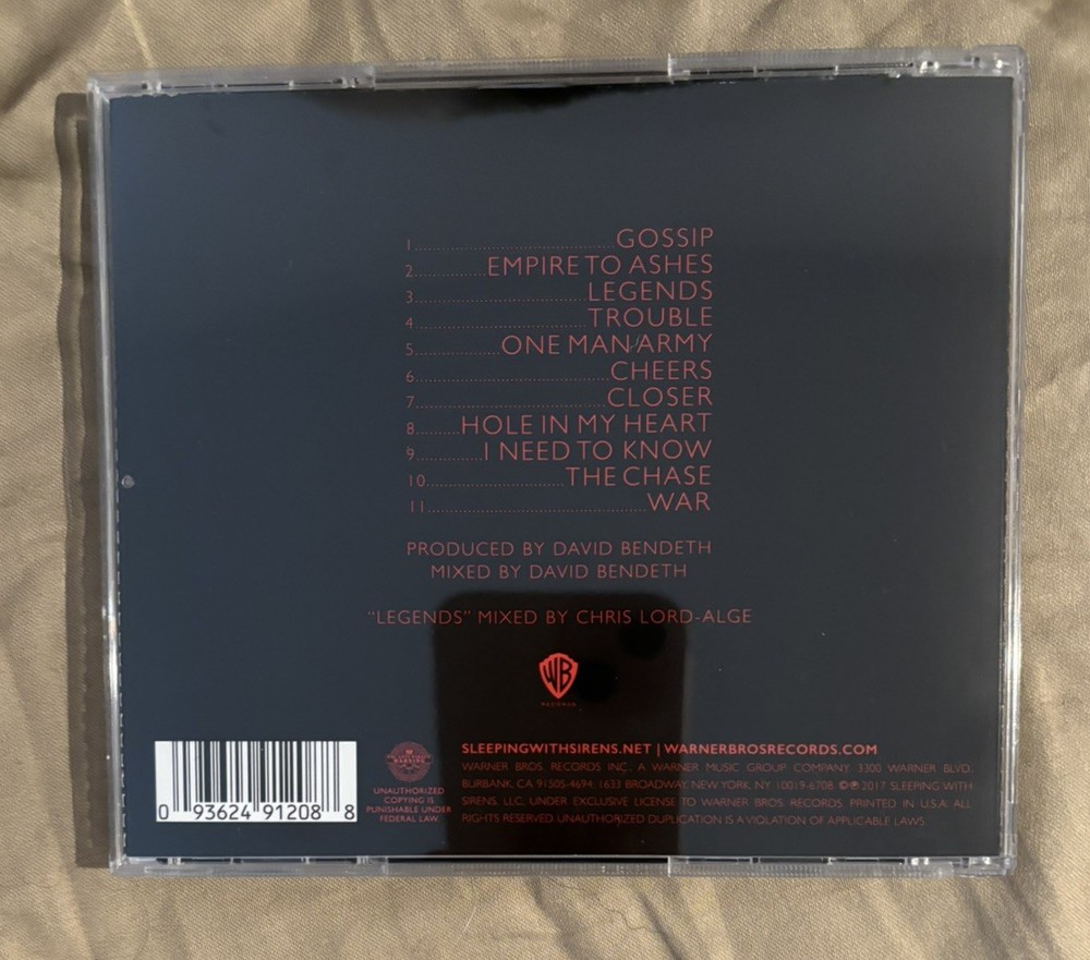 Gossip Signed CD Sleeping With Sirens
