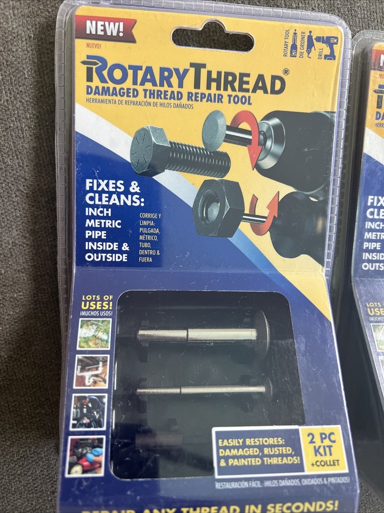 TWO - Rotary Thread File Rotary Tool, 2 PC Starter KIT w/Collet , NEW
