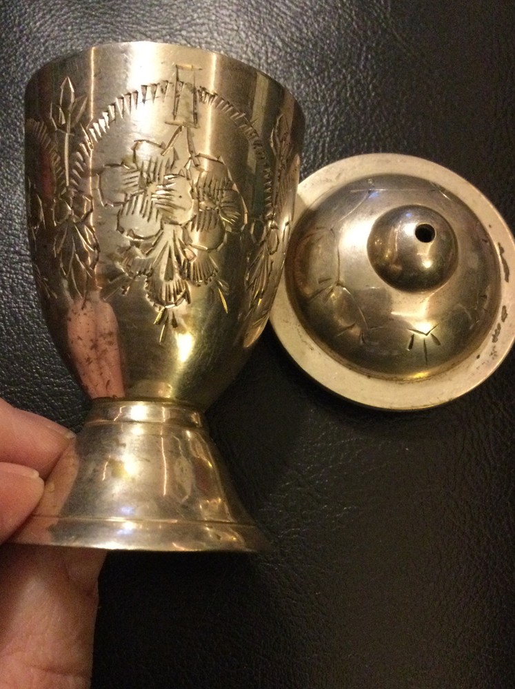 Silver Hand Etched 3” Incense Burner With Screw On Lid