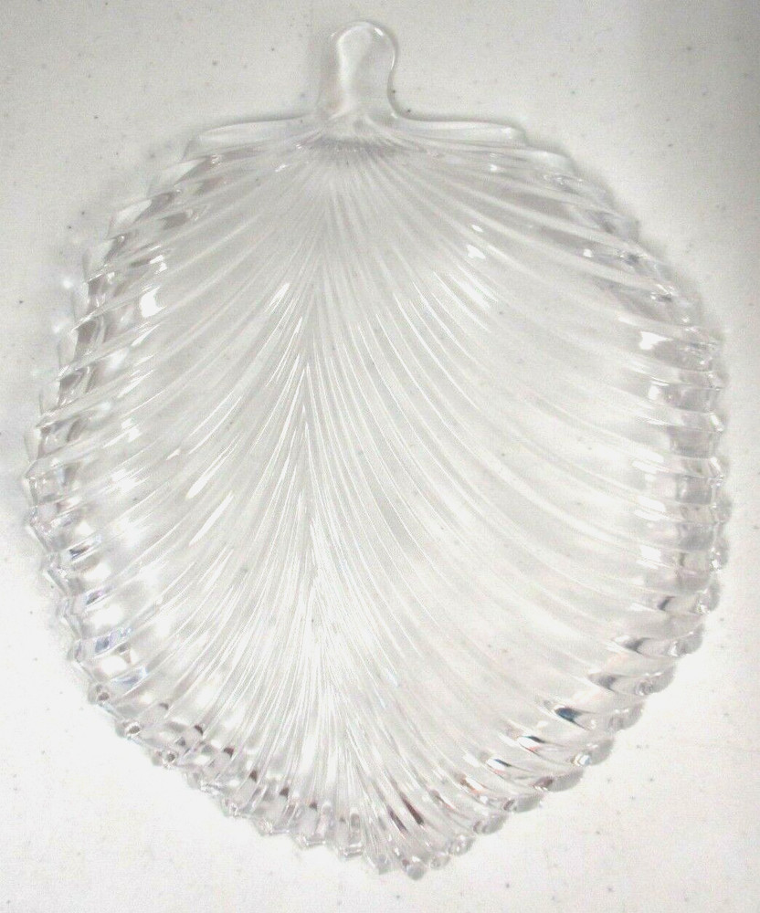 Leaf Shaped Candy or Relish Dish Clear Glass