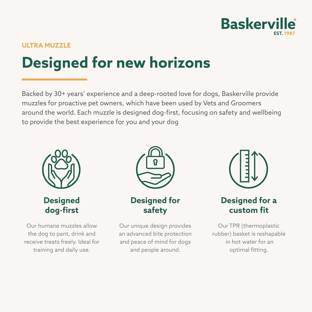 BASKERVILLE ULTRA MUZZLE Patented Breathable Dog Training Muzzle Small size 2