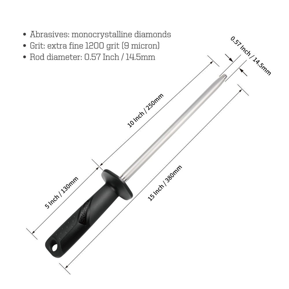 Diamond Solid Sharpening Steel Professional Knife Blade Sharpener Honing Rod