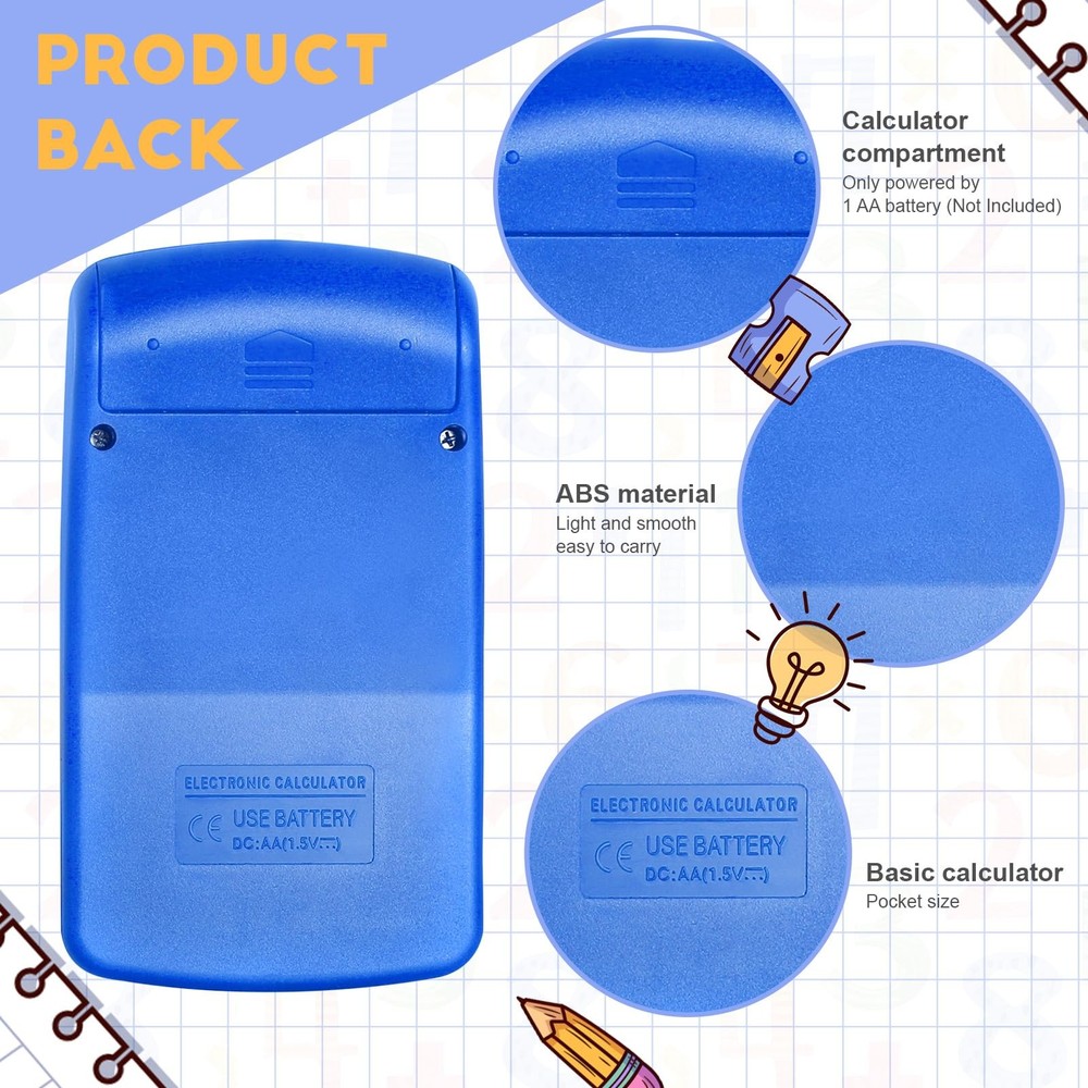 12 Packs Pocket Size Mini Blue Calculator Basic Calculators for Handheld Angl...