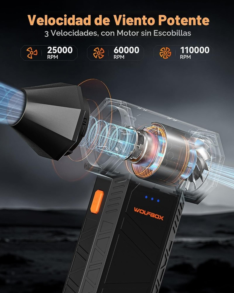 Cordless Air Duster Aire Comprimido 3 Speed Rechargeable