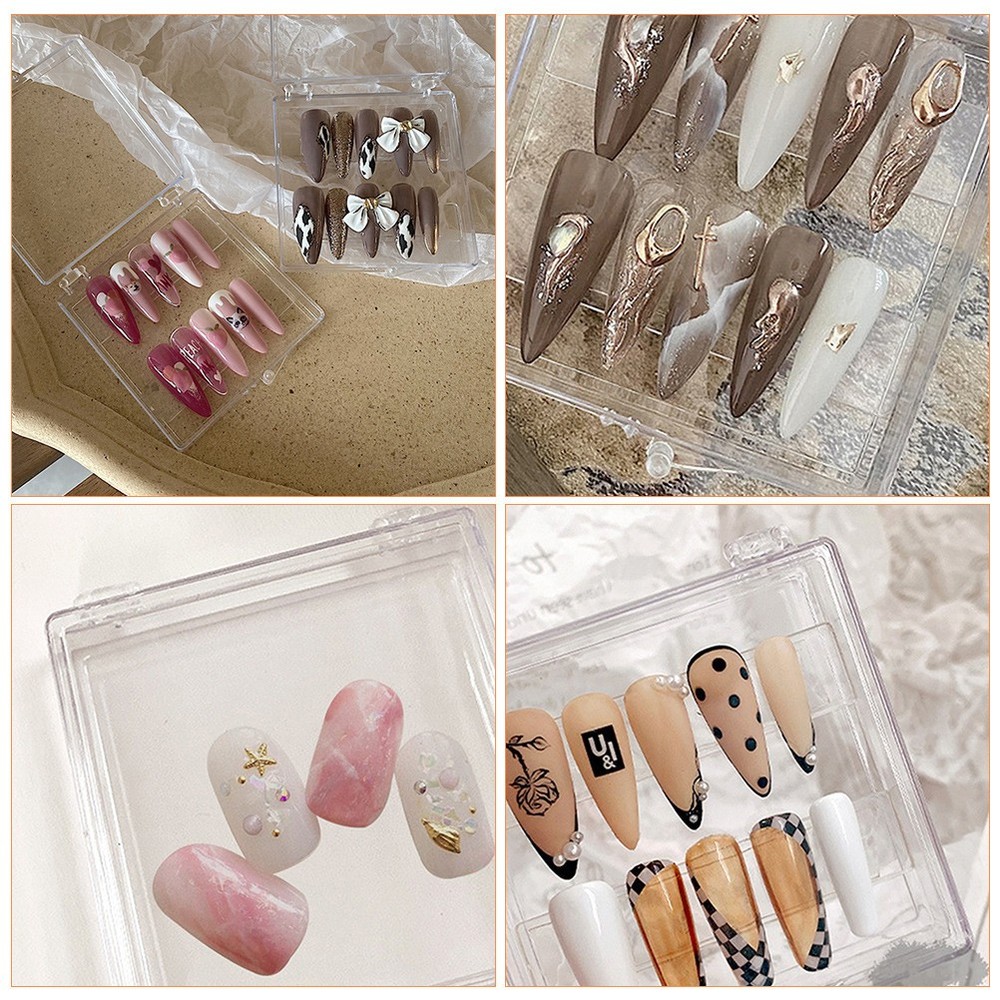 8pcs Nail Tips Box Press on Nails Storage Case Organizer Case Packaging Box