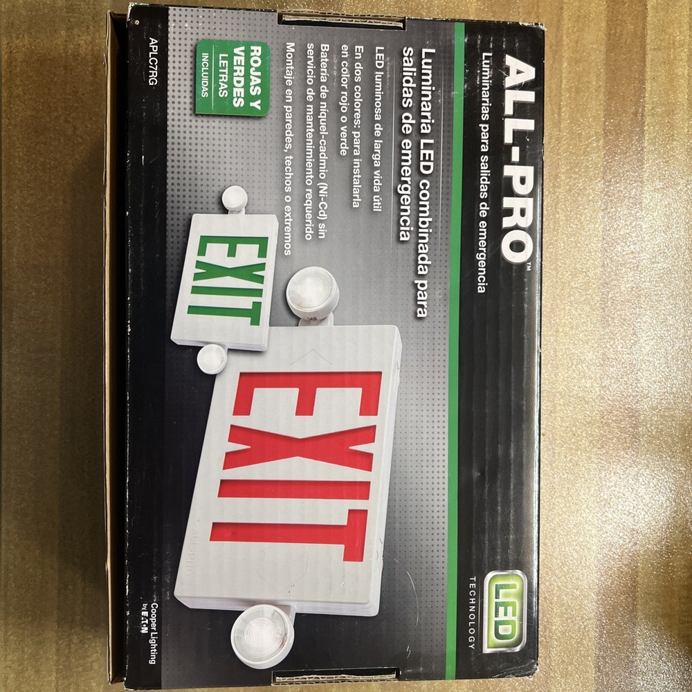 NEW - Exit Emergency Light Hardwired Exit Sign LED Light 2 Color ALL-PRO