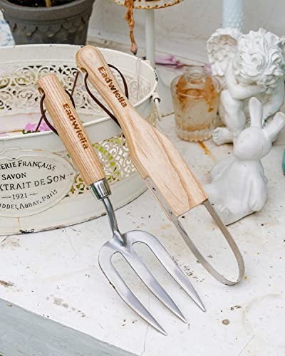 Garden Fork Hand Tool Small Weeding Fork 12 Inch with 3 Pointed Tines Hand Fork