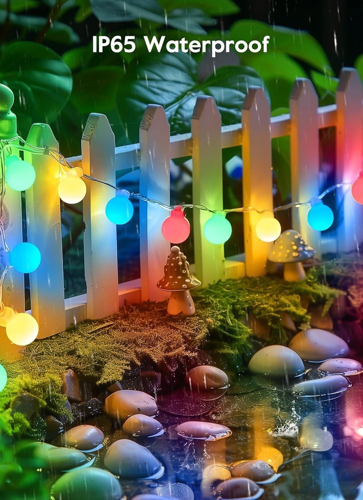 2 Pack Outdoor Solar Globe String Light 8 Modes Yard Landscape 66FT 200LED