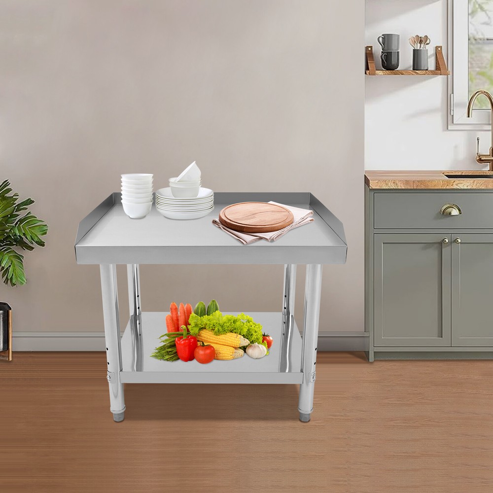 Commercial Work Table Adjustable Work Bench Kitchen Stainless Steel Prep Table
