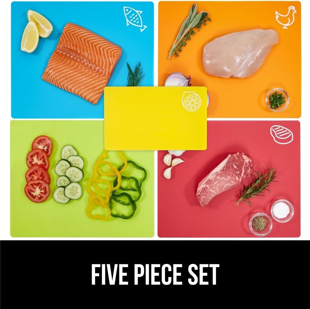 Ultimate 5-Piece BPA-Free Cutting Board Set - Flexible, Lightweight, Color-Coded