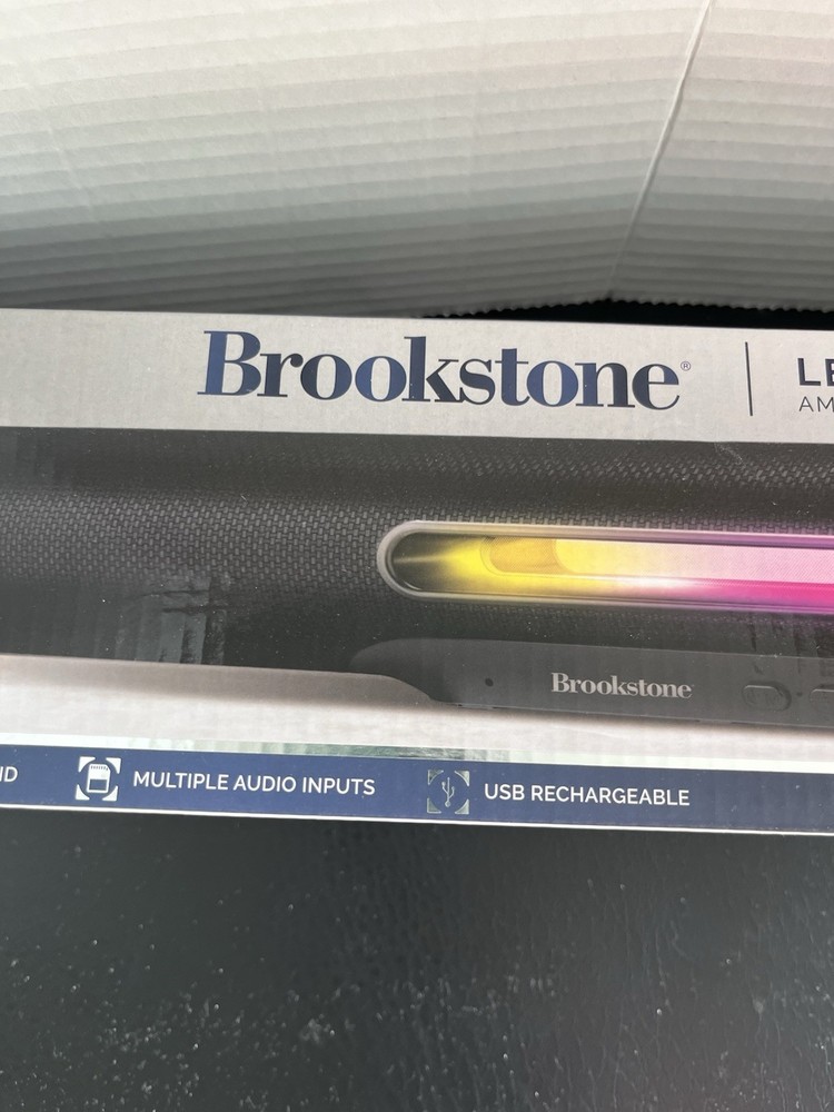 Brookstone LED Wireless 17.7" Soundbar LED Lights Bluetooth Multiple Inputs USB
