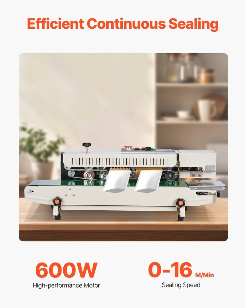 Bag Sealer Machine: 600W, 6-12mm Width, Variable Speed, N₂ Inflation
