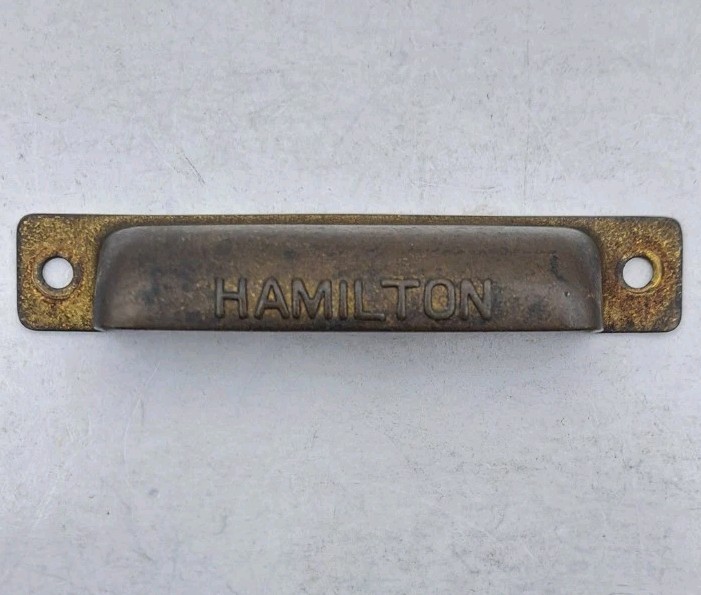 Antique Bin Pull Drawer Printers Cabinet Hamilton Handle Vintage Brass Hardware
