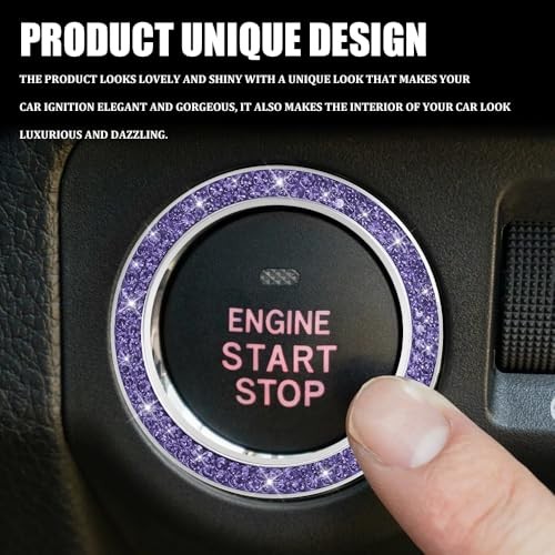Car Engine Start Stop Decoration Ring, Car Engine Start Button 2PCS Purple