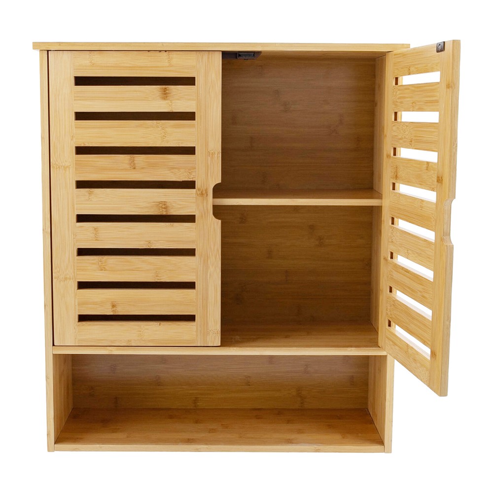 3-Layer Bamboo Storage Cabinets Modern Wall Mounted Decor Racks Storage Cabinets
