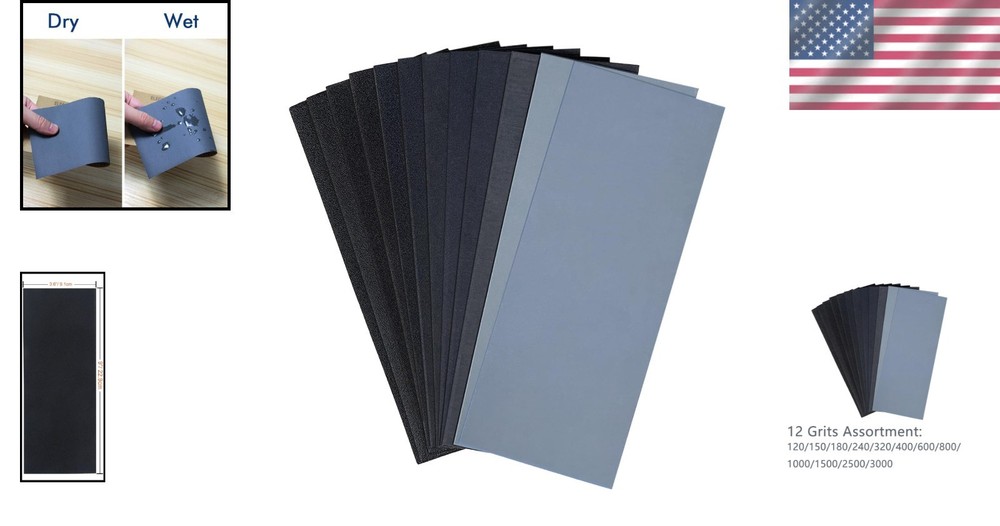 Complete 12PCS Sandpaper Assortment - Ultimate Grit Range for All Projects
