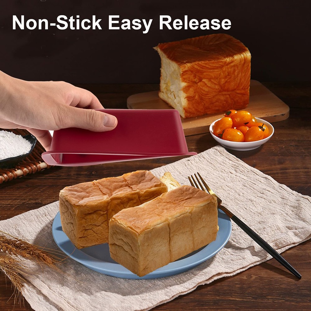 Silicone Mini Loaf Pan Set of 4, NonStick Easy Release Rectangle Silicone Mini C
