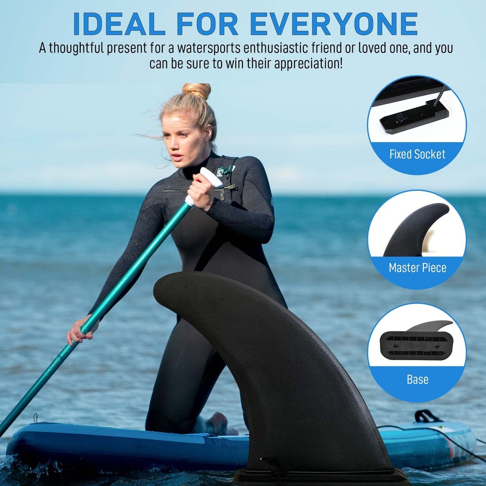 9" Sup Fin Replacement - Stand Up 7 inches (width) x 9 (depth), Black