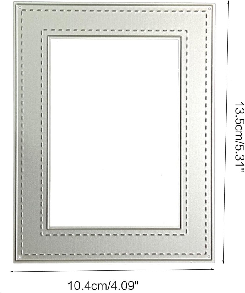 Silver Rectangle Frame Die Cut for Card Making, Scrapbooking Die-Cuts, Frame Met