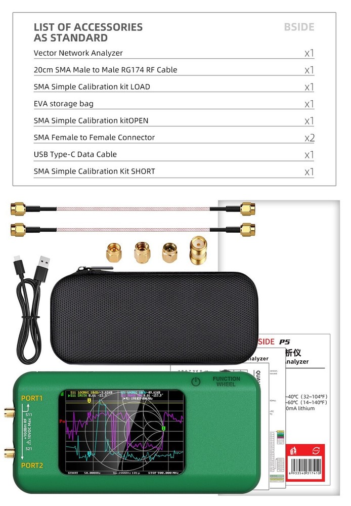Vector Network Analyzer 10KHz-1.5GHz RF Output 0dBm Touch Screen Li-Battery USB