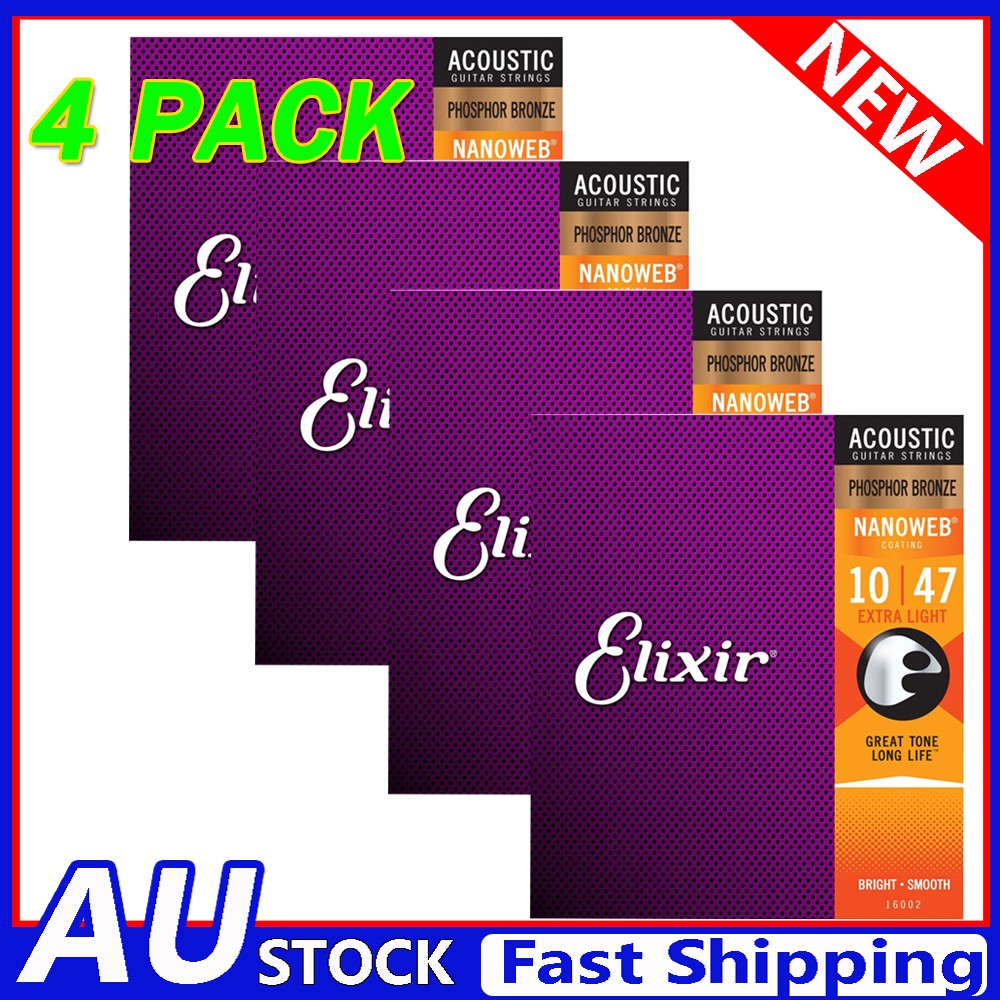 4 Sets 6 Strings 16002 Phosphor Bronze LIGHT Guitar Strings 10-47