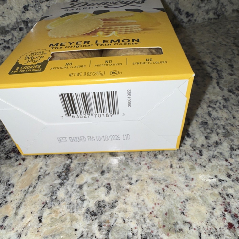 Dewey's Bakery Meyer Lemon Thin Cookie 9oz, No Artificial Flavoring, Kosher