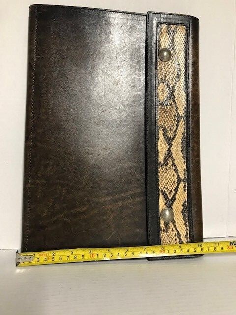 Padfolio/portfolio brown leather type snakeskin edged notebook