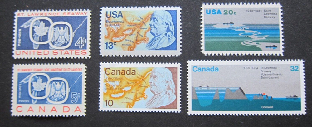 US/Canada , Joint Lawrence Seaway and Franklyn Issues, 6v, MNH