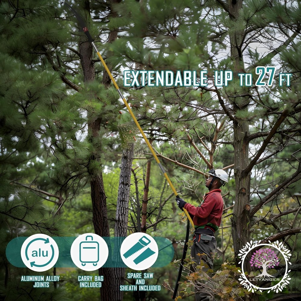 Pole Saws for Tree Trimming, 7.3-27 ft Extendable Tree Trimmers Long Handle