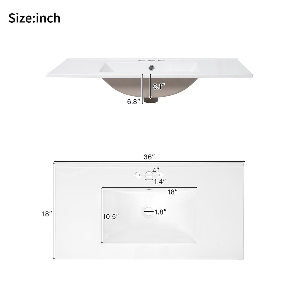 Refined 36" Vanity for Medium Bathrooms – Solid Wood Frame, Ample Storage &