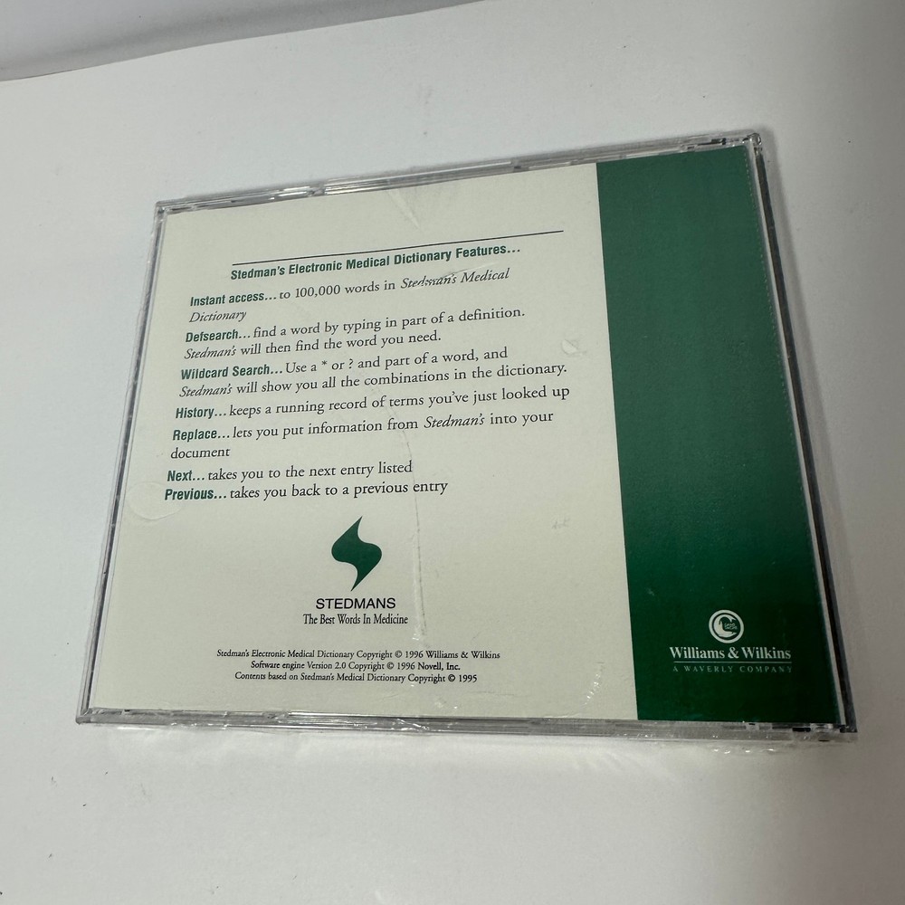 Stedman’s Electronic Dictionary 1996 Software Brand New Sealed