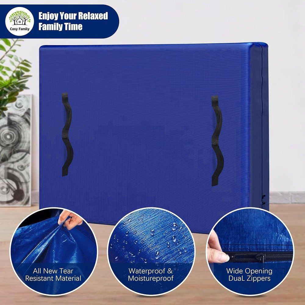 Opaque Blue Moving Bag - 8 Handles, Water-Resistant, Twin Size Storage Solution
