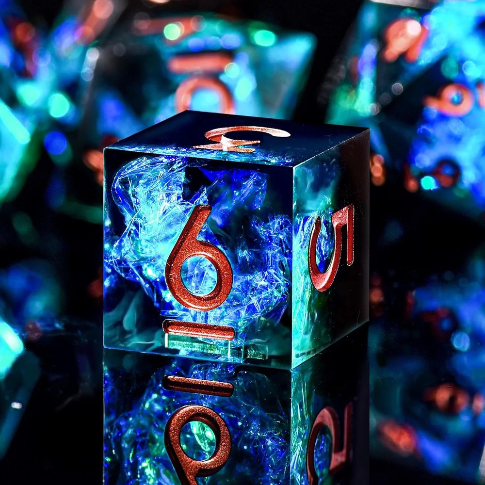 AUSTOR 7-Die DND Dice Set, Handmade Sharp Edge Polyhedral Dice for Dungeons and