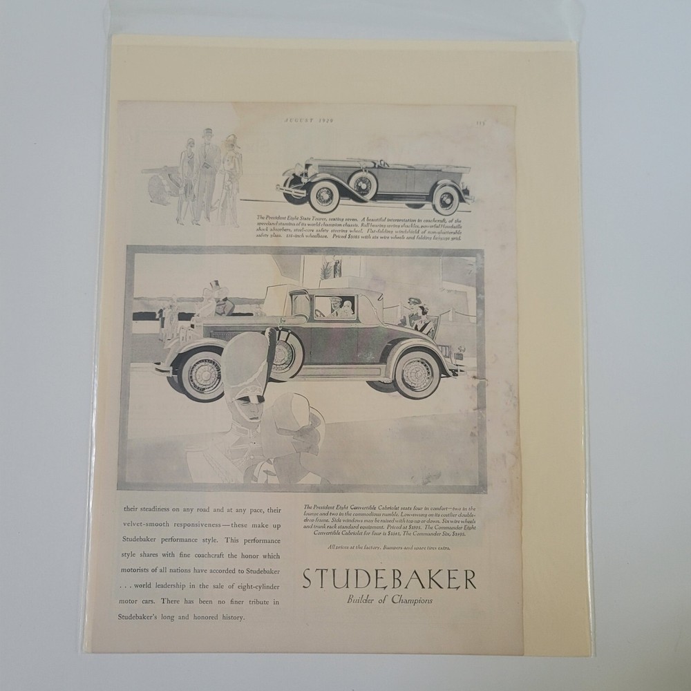 Studebaker Builder of Champions AD Ephemera Advertisement