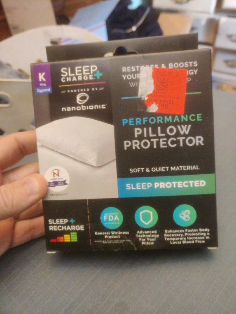 Sleep Charge Nanobionic King Size Pillow Protector/Case, Soft & Quiet Material