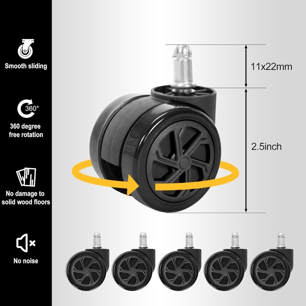 Gaming Chair Base Replacement Kit - 5 Casters Included
