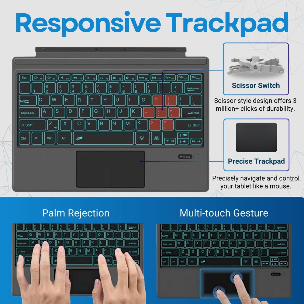 Keyboard Replacement Type Cover Trackpad Mouse for Microsoft Surface Pro 7+ 7...